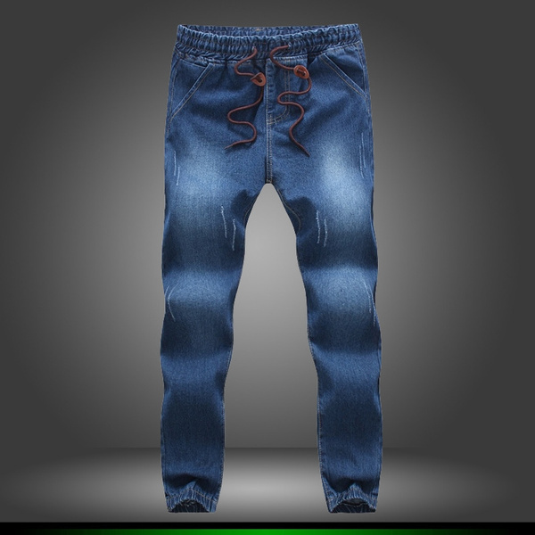 Men Elastic Waist Skinny Jeans Joggers Denim Pants Casual Stretch Trousers  S-3XL | eBay